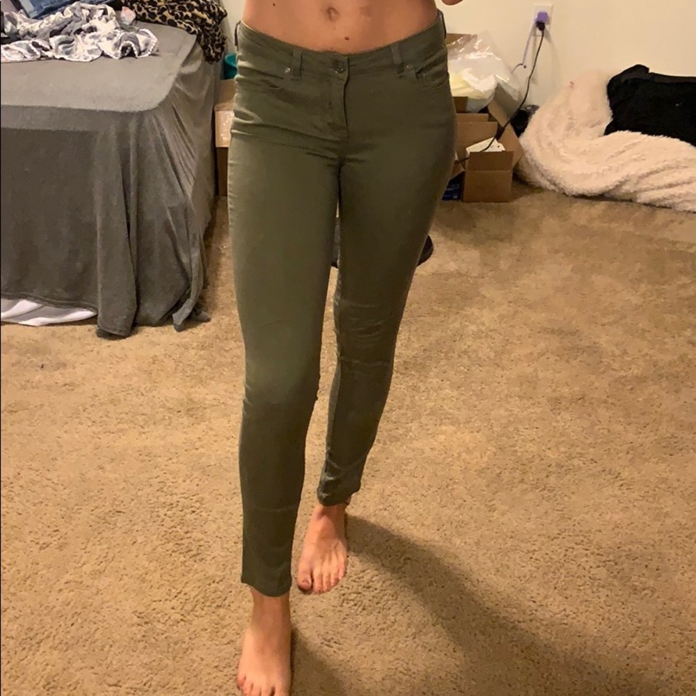 Olive green skinny jeans